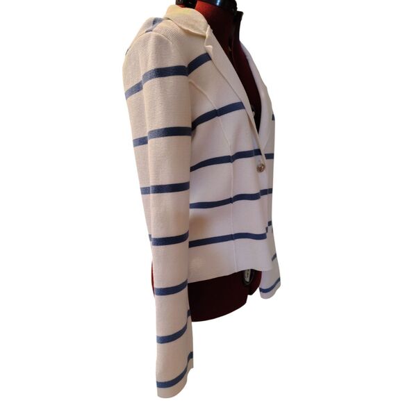 Rachel Zoe Blue Stripe Thick Cotton Long Sleeve Cardigan Sweater Size M......... - Picture 5 of 8